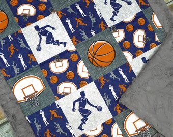 Personalized Baby Blanket - Basketball Blanket - Crib Blanket - Sports Blanket - Baby Blanket Boy - Designer Minky Twin Blanket