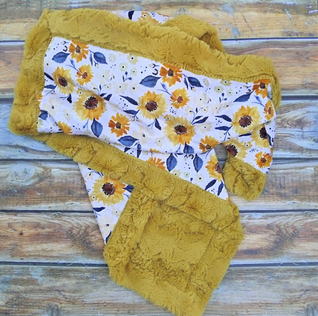 Baby Girl Sunflower Blanket Personalized Baby Blanket Sunflowers