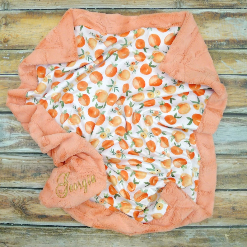 Personalized Baby Blanket Peaches Blanket Peach Baby Etsy