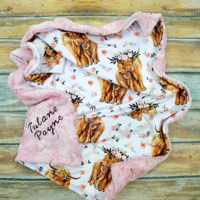 Personalized Highland Cow Baby Blanket Farm Animal Blanket Etsy
