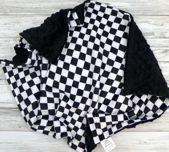 Baby Blankets Baby Blanket Crochet Black White Themed Nursery Or Baby Shower Indy 500 Racing Nascar Fan Finish Line Flag Baby Blanket Gift Keepsake Home Living