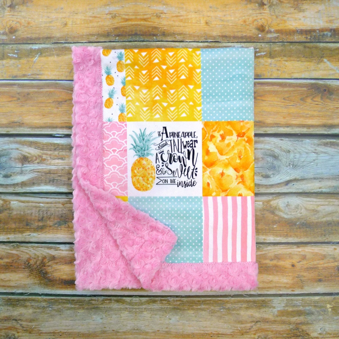 Personalized Pineapple Minky Baby Blanket Pineapple Blanket Etsy