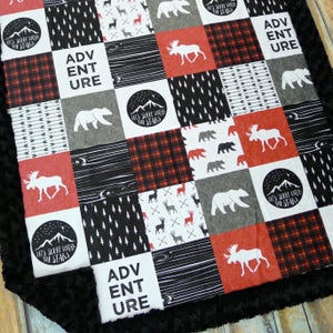 Personalized Minky Baby Blanket - Mountain Baby Blanket - Moose Baby Blanket - Bear Baby Blanket - Baby Blankets - Minky Baby blanket