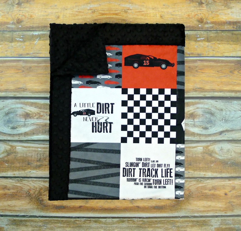 Personalized Minky Blanket Red Race Car Faux Patchwork Etsy
