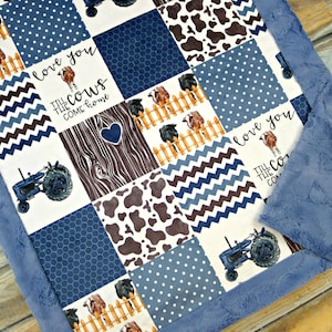 Personalized Minky Baby Blanket - Tractor Baby Blanket - Farm Life Blanket - Tractors - Faux Quilt - Farm Life Baby Blanket - Boy Blanket