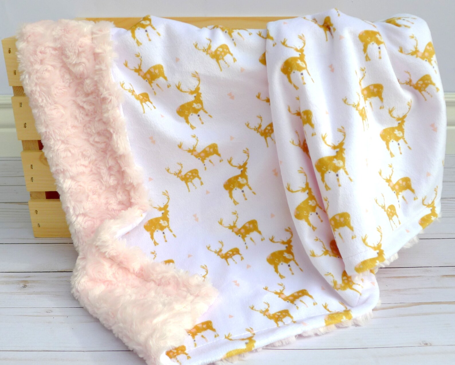 Deer Baby Blanket Baby Blanket Deer Floral Deer Baby Etsy