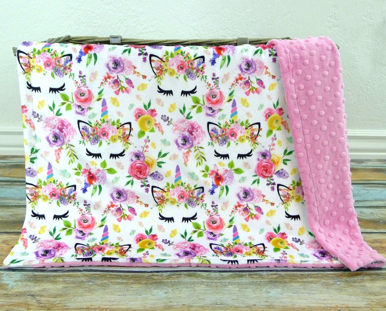 Unicorn Baby Blanket Baby Girl Floral Unicorn Blanket Etsy