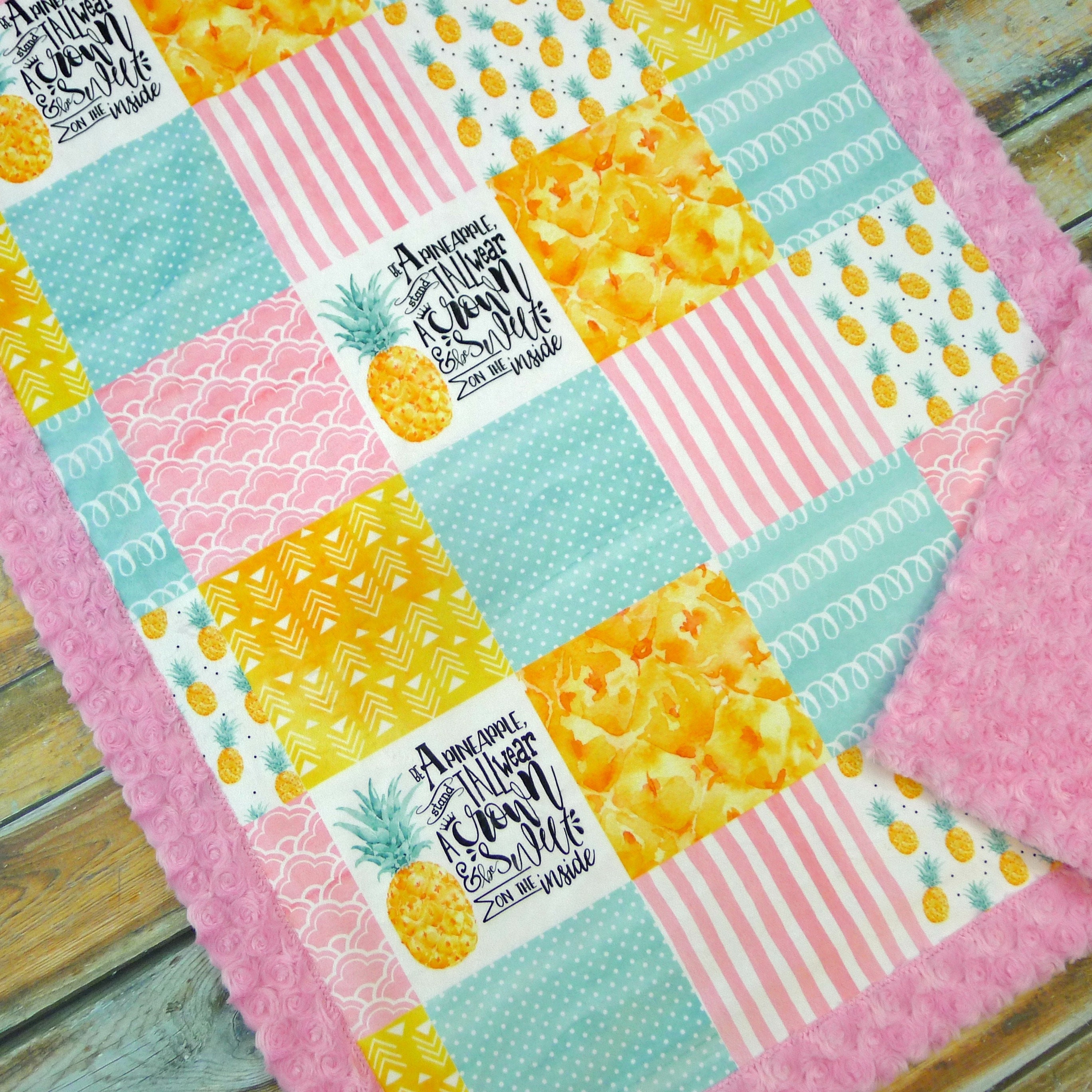 Desinger Minky Pineapple Baby Blanket Pineapple Blanket Etsy
