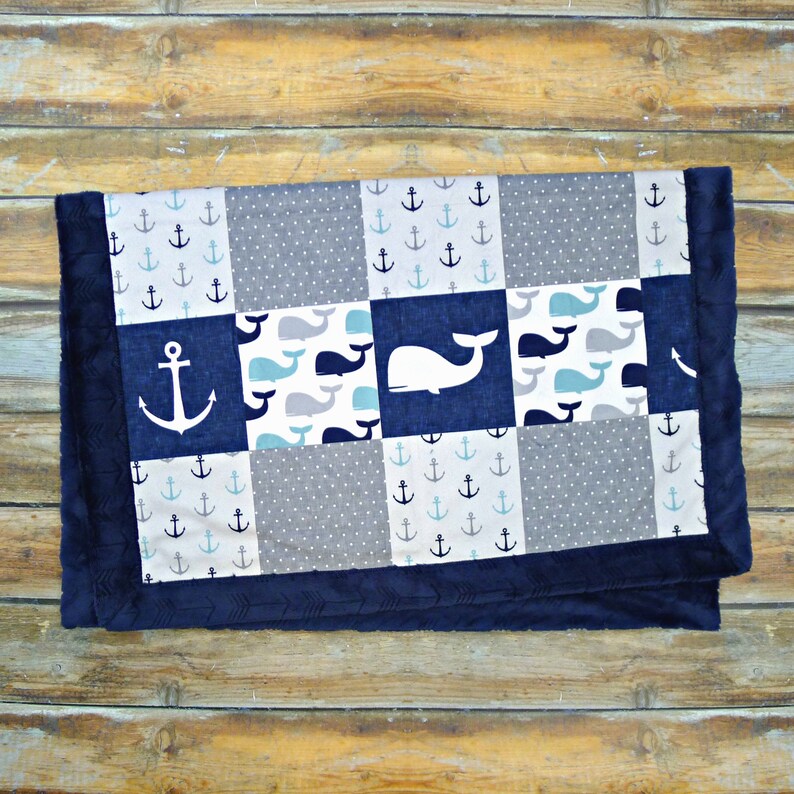 Nautical Baby Blanket Personalized Minky Baby Blanket Etsy