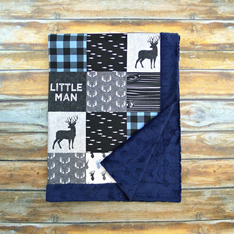 Personalized Minky Blanket Baby Boy Blanket Navy Baby Boy Etsy