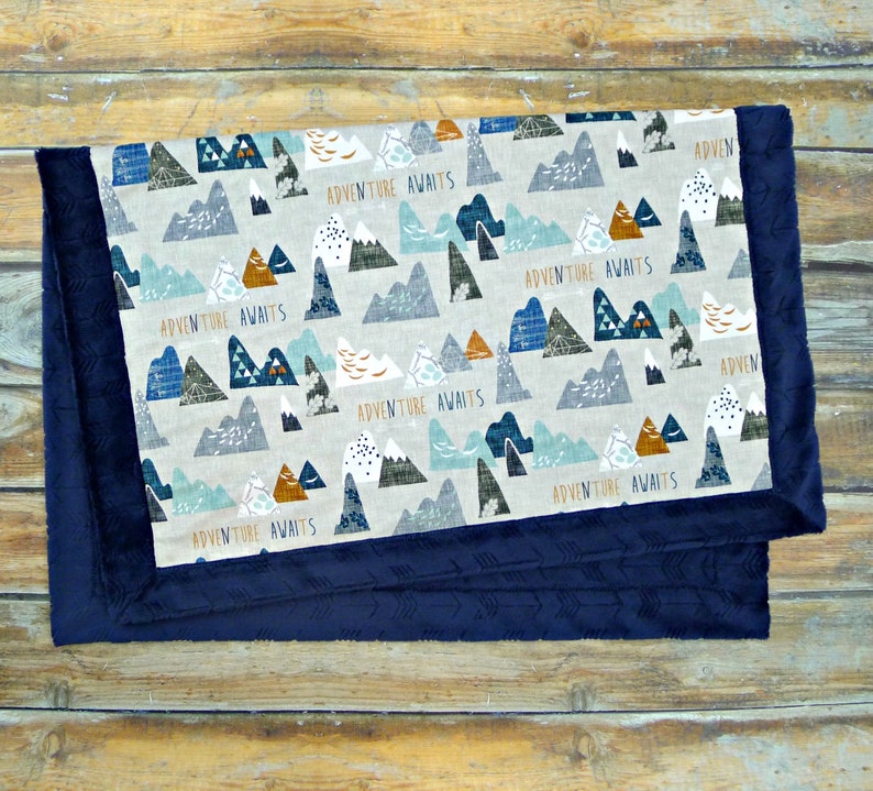 Adventure Awaits Minky Baby Blanket Designer Minky Baby Etsy