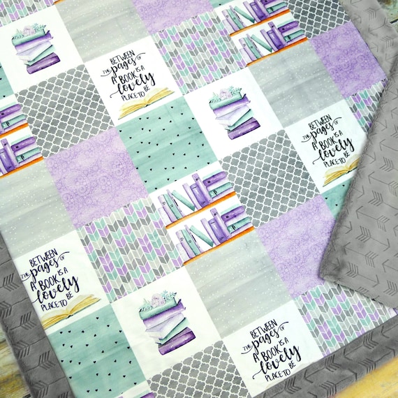 Reading Blanket - Book Blanket - Books Blanket - Librarian Gift - Minky Blanket - Teacher Gifts - Personalized Blanket - Book Lover Gift
