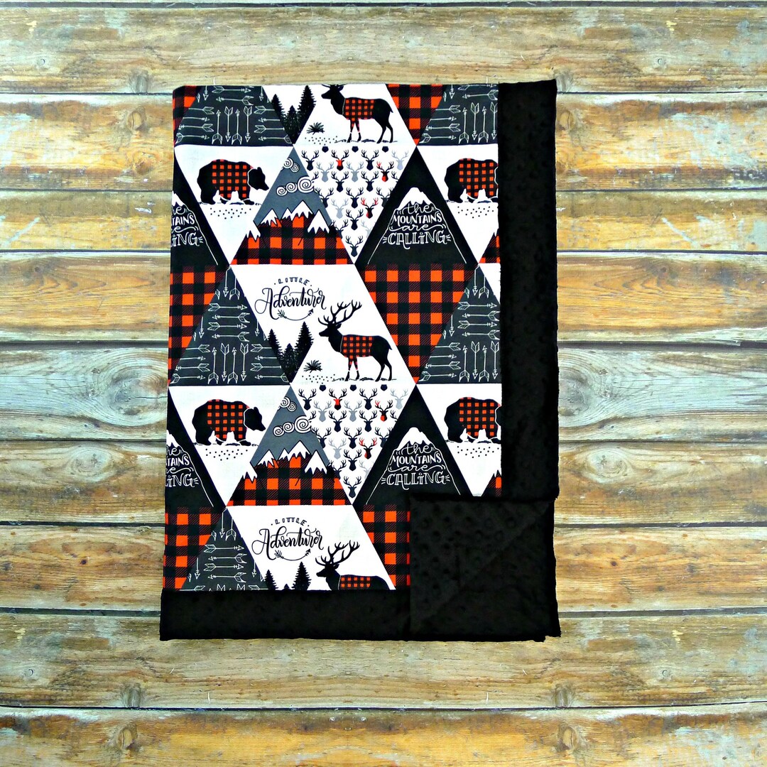 Buffalo Plaid Minky Baby Blanket Personalized Buffalo Plaid Baby Blanket Adventure Blanket