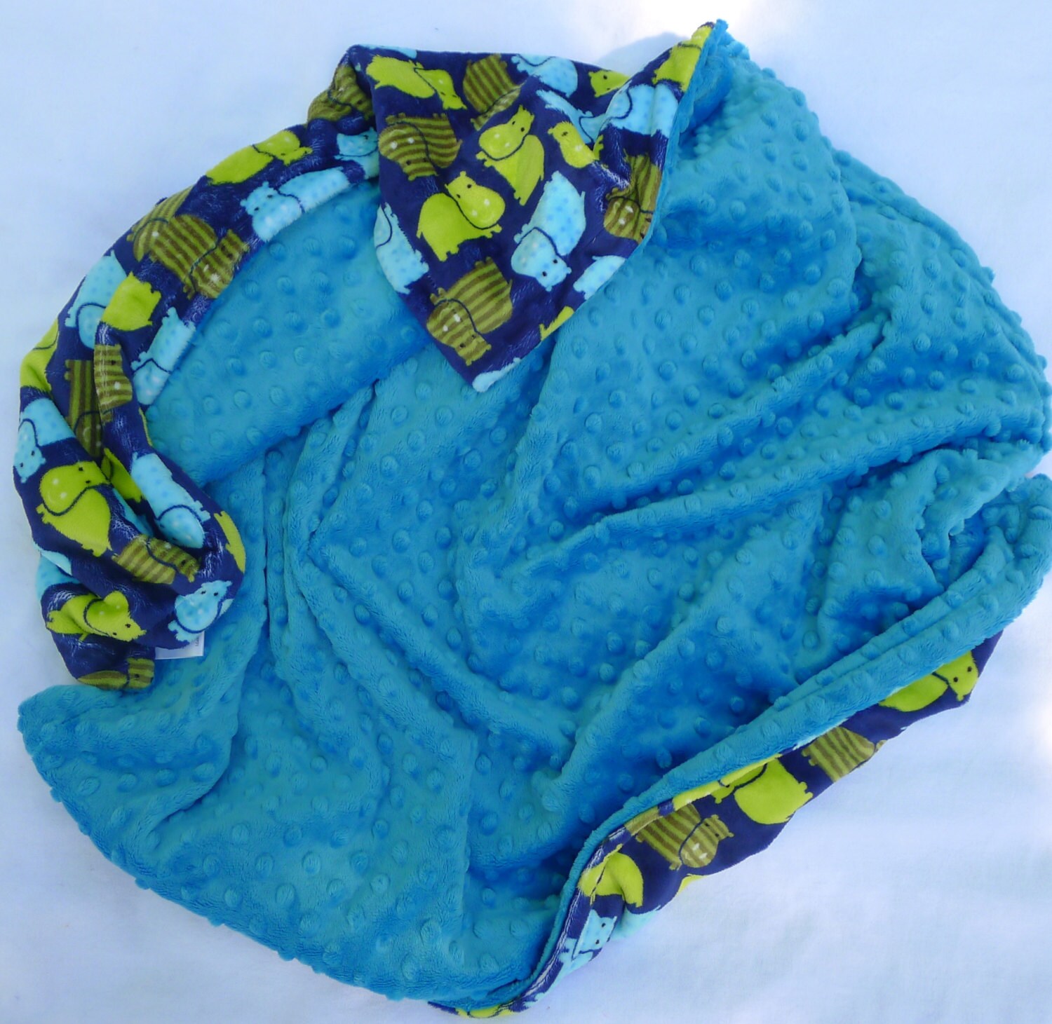 Minky Baby Blanket Hippo Baby Blanket Boy Minky Baby Etsy