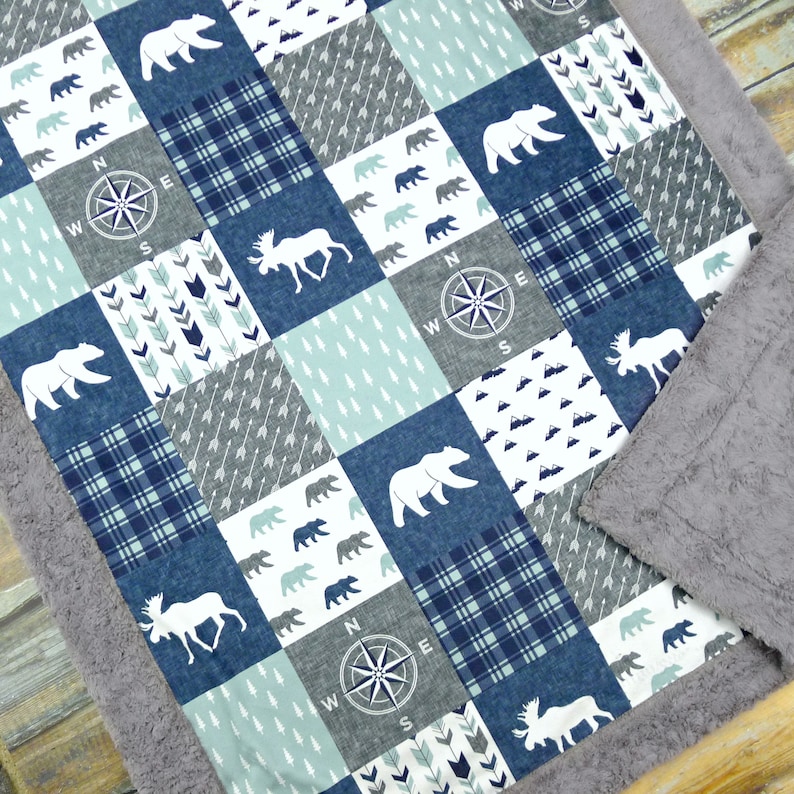 Minky Blanket Baby Boy Blanket Personalized Name Blanket Etsy