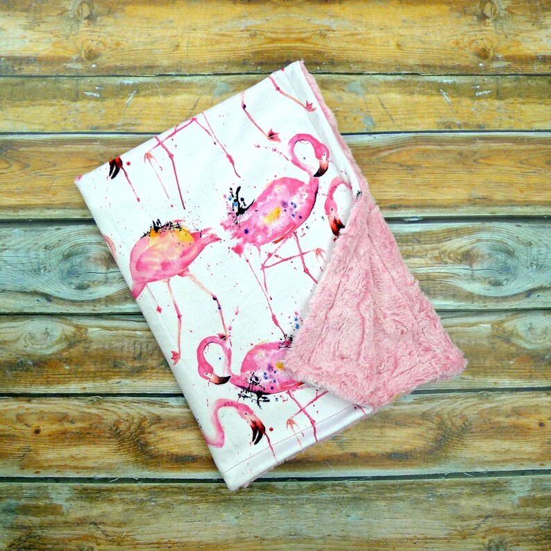 Flamingo Baby Blanket Pink Flamingo Minky Blanket Flamingo Etsy