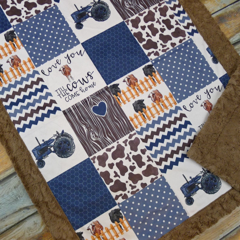 Personalized Minky Baby Blanket Tractor Baby Blanket Farm Etsy