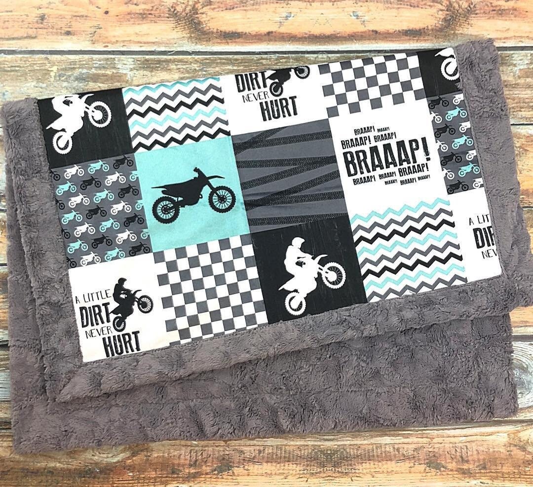 Personalized Motocross Blanket, Custom Motocross Team Soft Minky Fleece...
