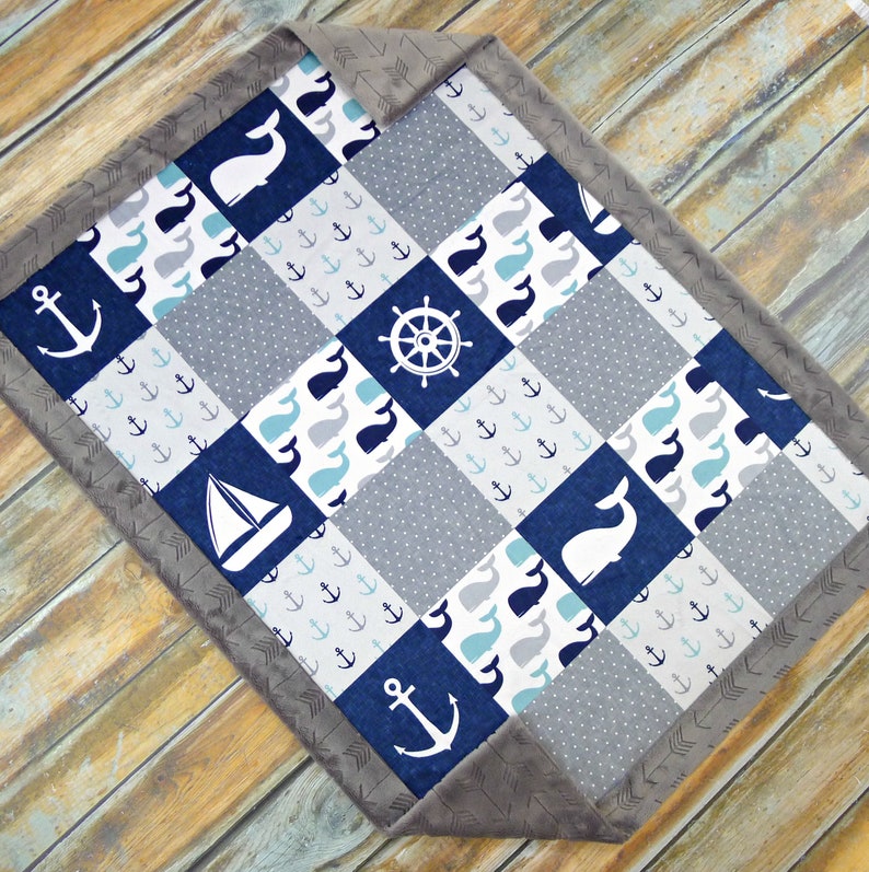 Nautical Baby Blanket Personalized Minky Baby Blanket Etsy