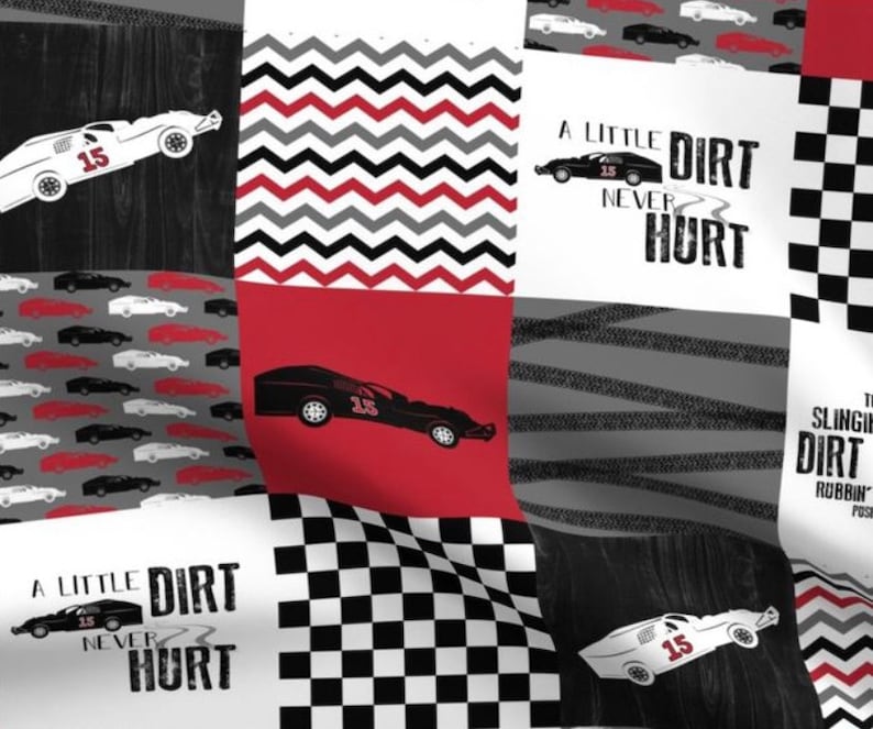 Personalized Minky Blanket Red Race Car Faux Patchwork Etsy