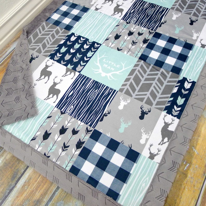 Deer Baby Blanket Personalized Minky Baby Blanket Faux Etsy