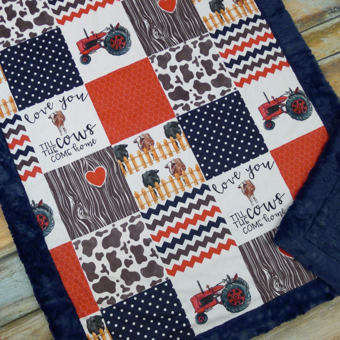 Tractor Baby Blanket Farm Life Blanket Tractors Faux Etsy