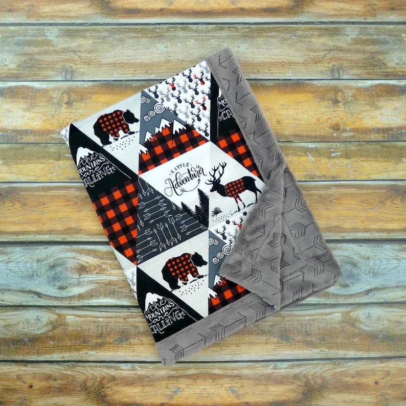 Buffalo Plaid Minky Baby Blanket Personalized Red Plaid Baby Etsy