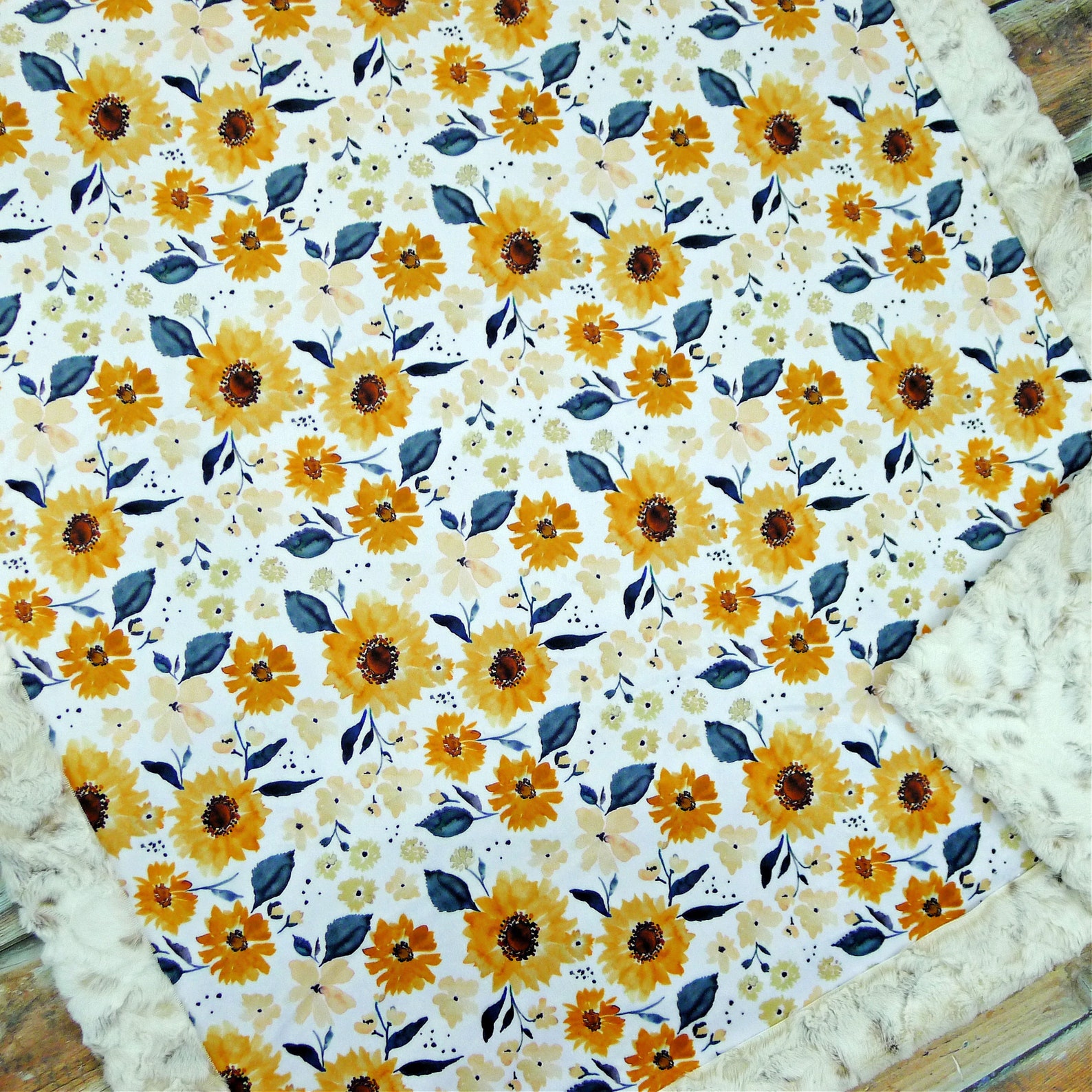 Baby Girl Sunflower Blanket Personalized Baby Blanket Etsy