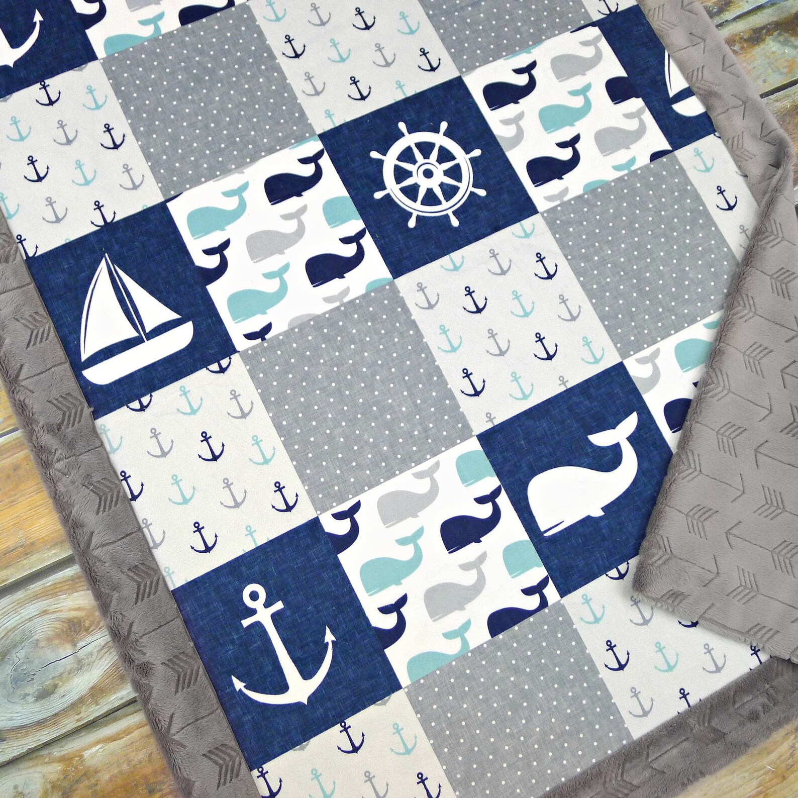 Nautical Baby Blanket Personalized Minky Baby Blanket Nautical Nursery