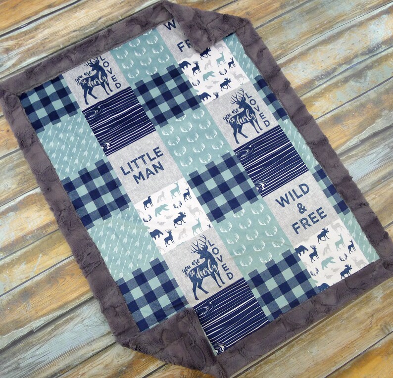 Mountain Blanket Little Man Baby Blanket Blue Plaid Nket Etsy