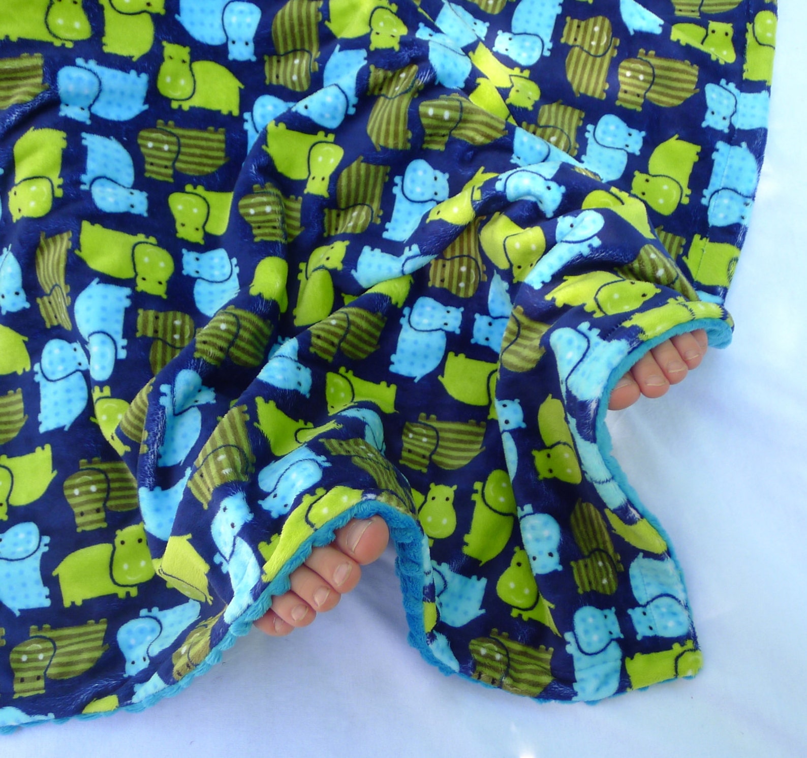 Minky Baby Blanket Hippo Baby Blanket Boy Minky Baby Etsy