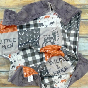 Little Man Personalized Minky Blanket - Deer Blanket - Woodland Animals Blanket -  Baby Blanket Boy - Woodland Nursery - Newborn Blanket