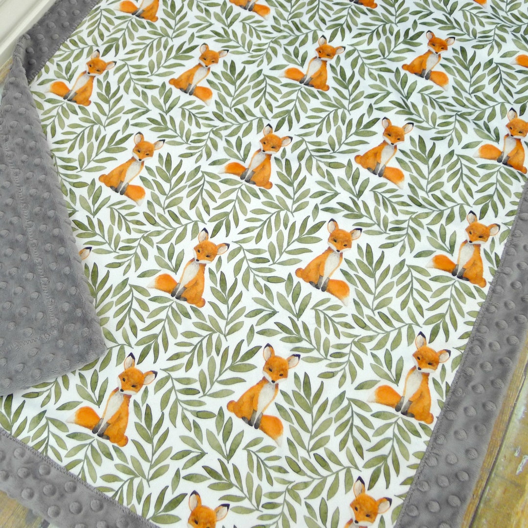 Fox Baby Blanket Baby Fox Blanket minky Baby Blanket Woodland Animlas