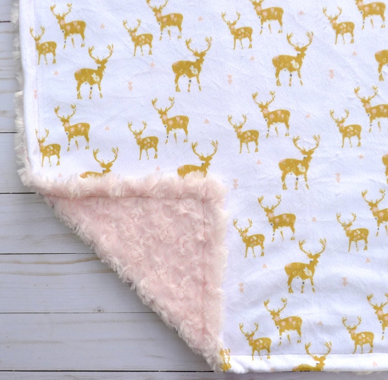 Deer Baby Blanket Baby Blanket Deer Floral Deer Baby Etsy
