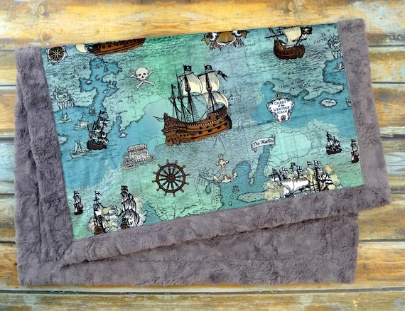 Nautical Pirate Blanket - Personalized Minky Baby Blanket - Nautical Throw - Baby Blanket - Pirate Faux Quilt - Nautical Baby Gift