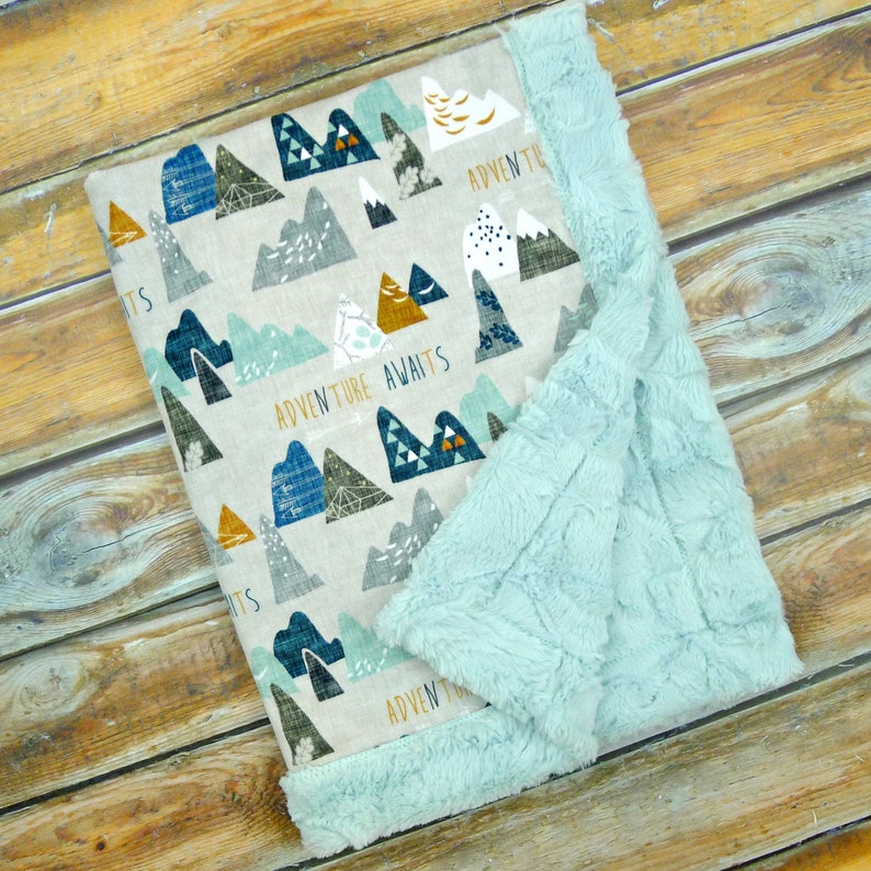 Adventure Awaits Minky Baby Blanket Designer Minky Baby Etsy
