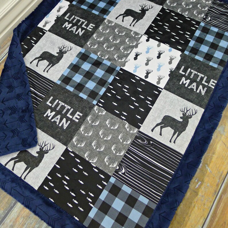 Personalized Minky Blanket Baby Boy Blanket Navy Baby Boy Etsy