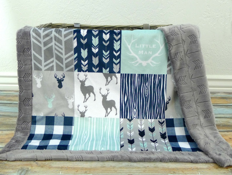 Deer Baby Blanket Personalized Minky Baby Blanket Faux Etsy