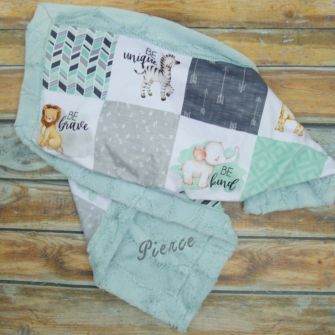 Personalized Baby Blanket - Safari Baby Blanket - Safari Nursery Decor ...