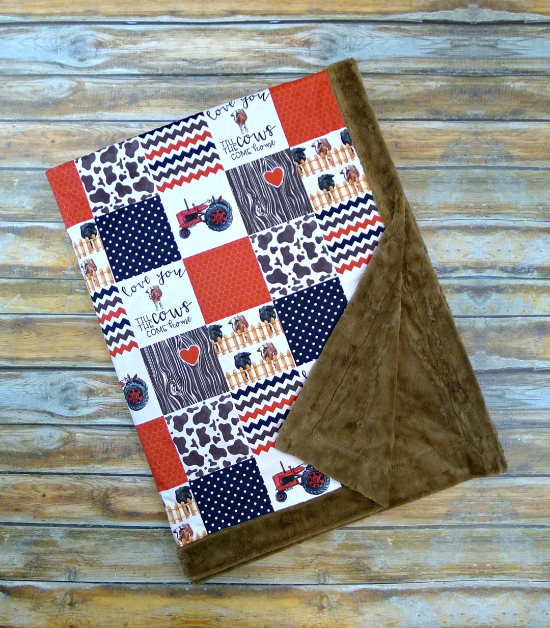 Tractor Baby Blanket Farm Life Blanket Tractors Faux Etsy