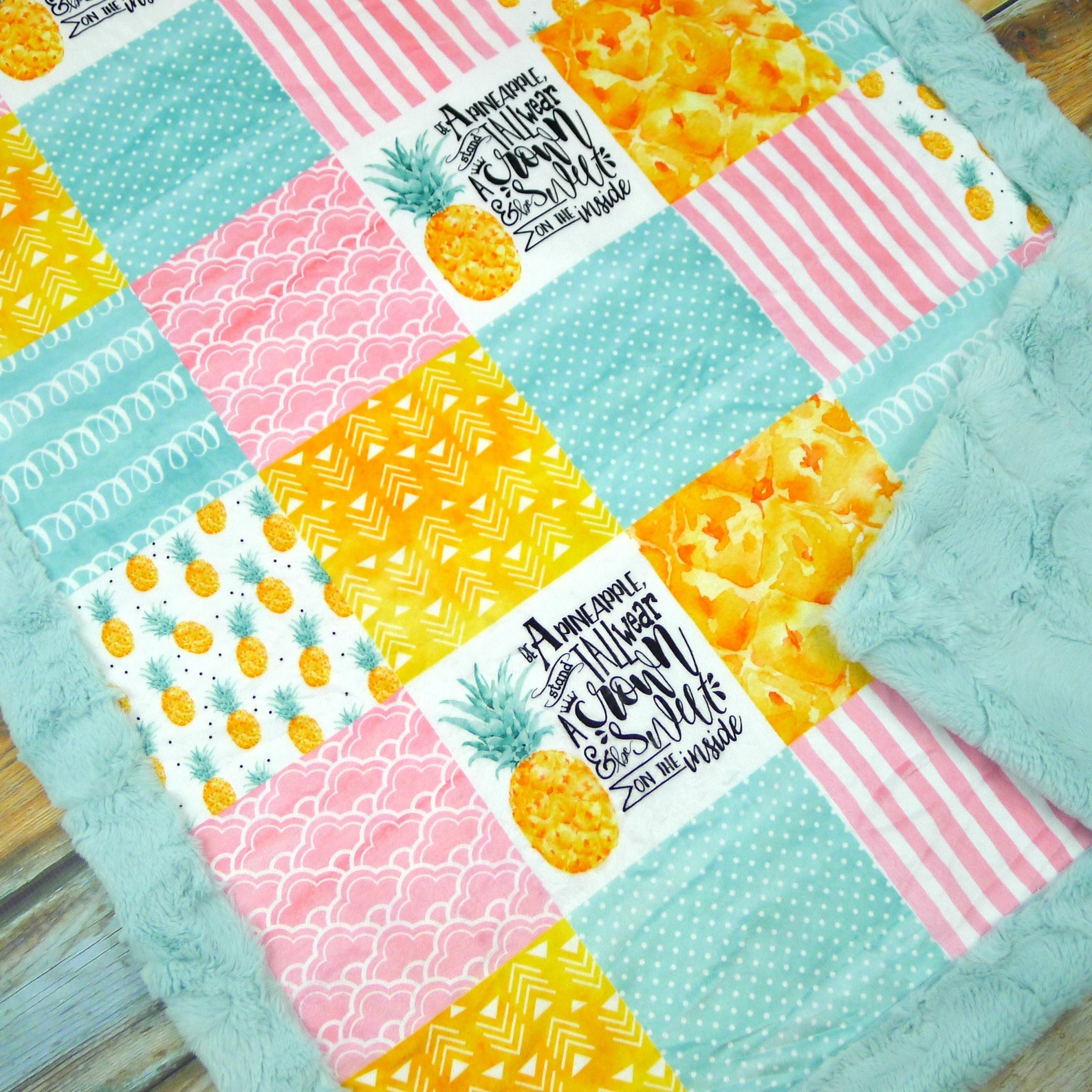 Desinger Minky Pineapple Baby Blanket Pineapple Blanket Etsy