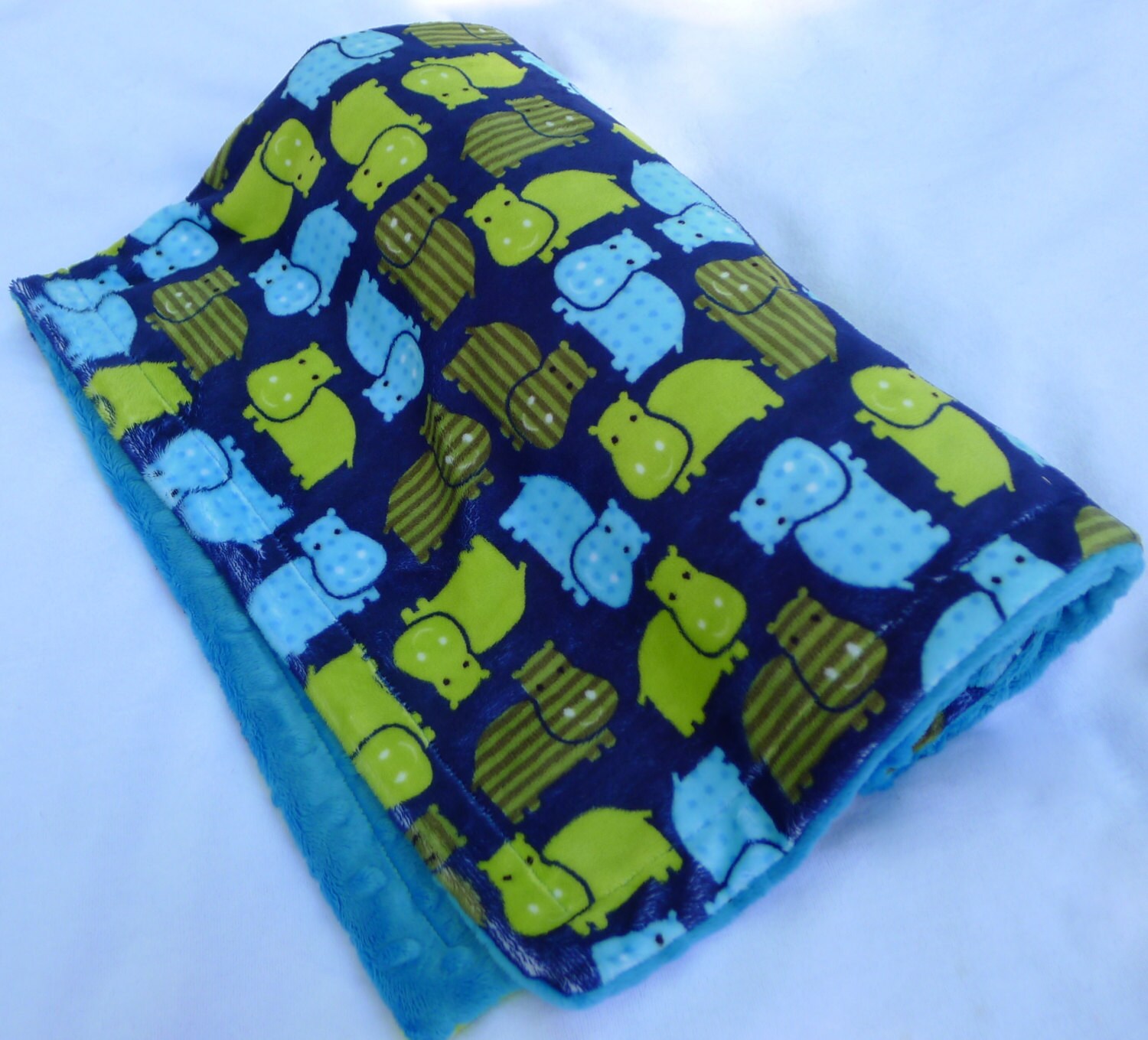 Minky Baby Blanket Hippo Baby Blanket Boy Minky Baby Etsy