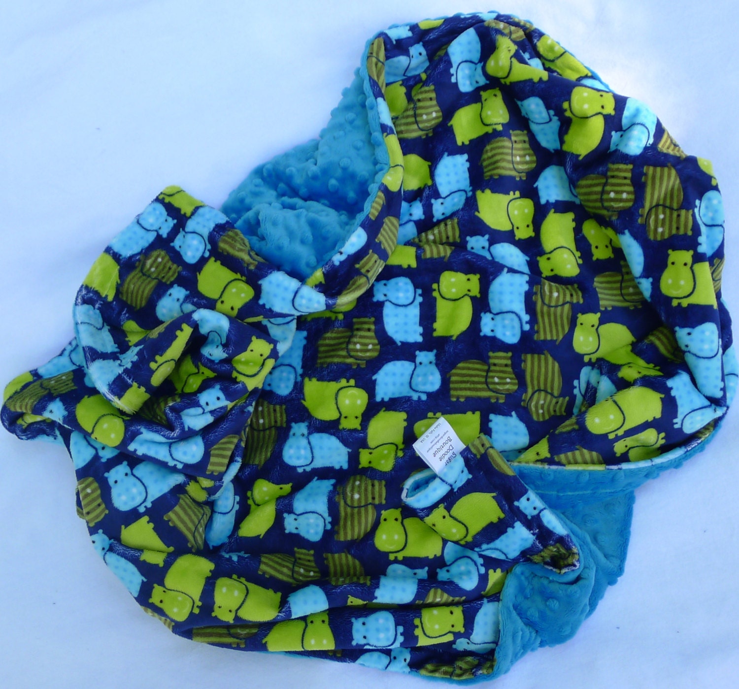 Minky Baby Blanket Hippo Baby Blanket Boy Minky Baby Etsy