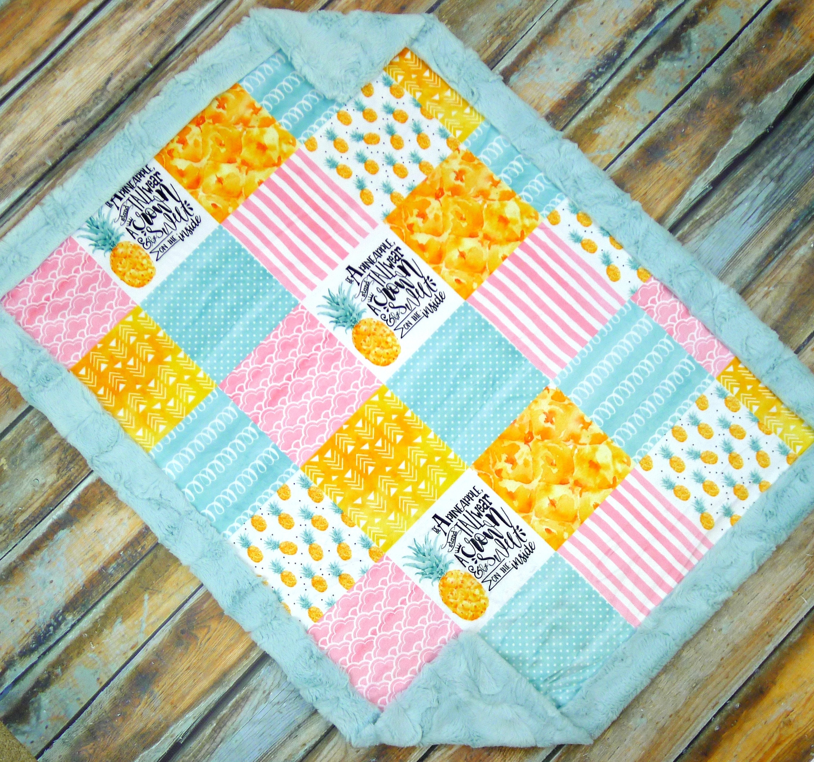 Desinger Minky Pineapple Baby Blanket Pineapple Blanket Etsy