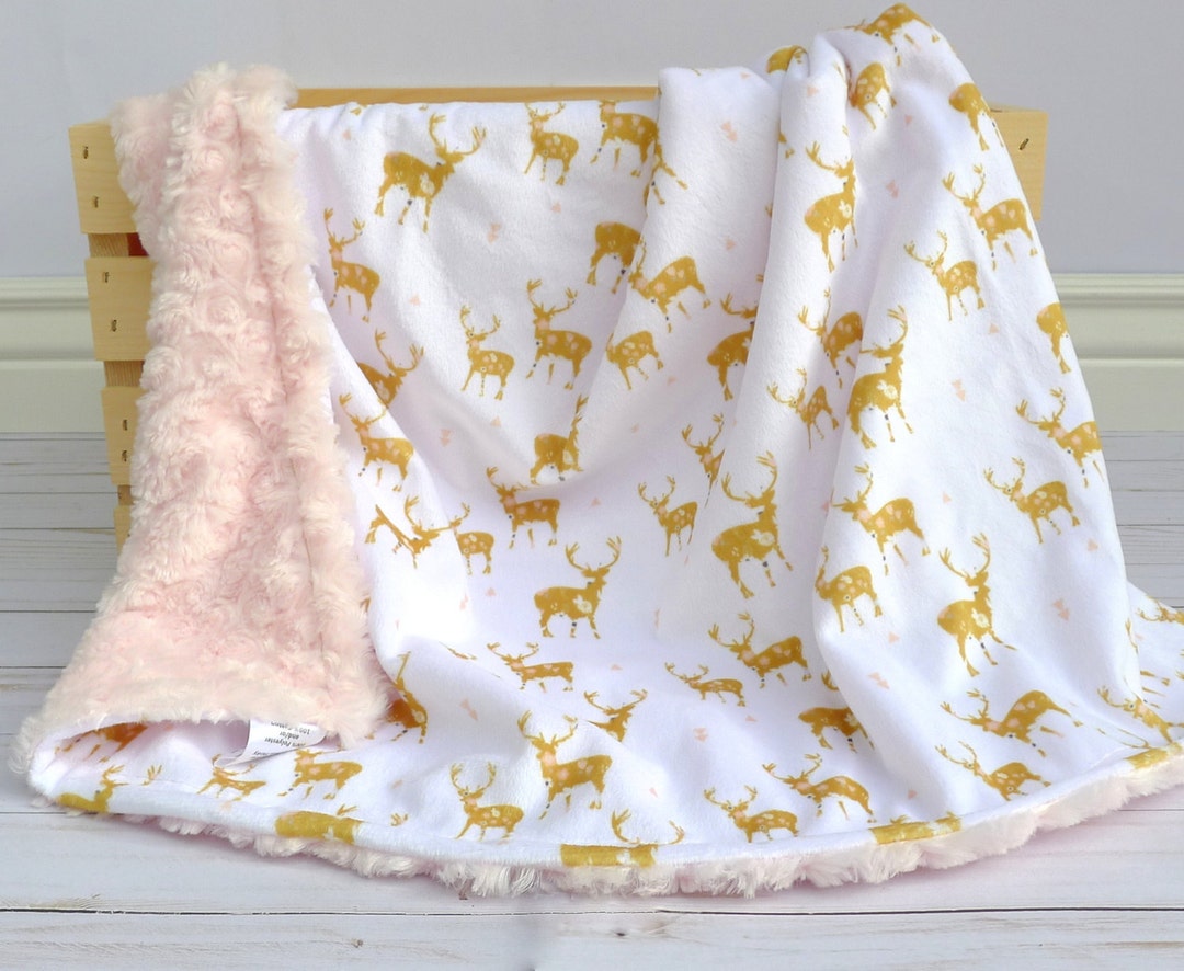 Personalized Deer Baby Blanket Baby Blanket Deer Floral Deer Baby Blanket Woodland Baby Blanket