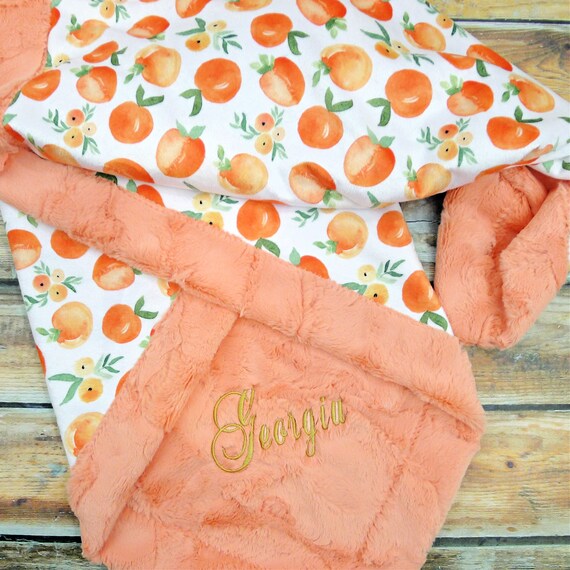 Personalized Baby Blanket Peaches Blanket Peach Baby Etsy