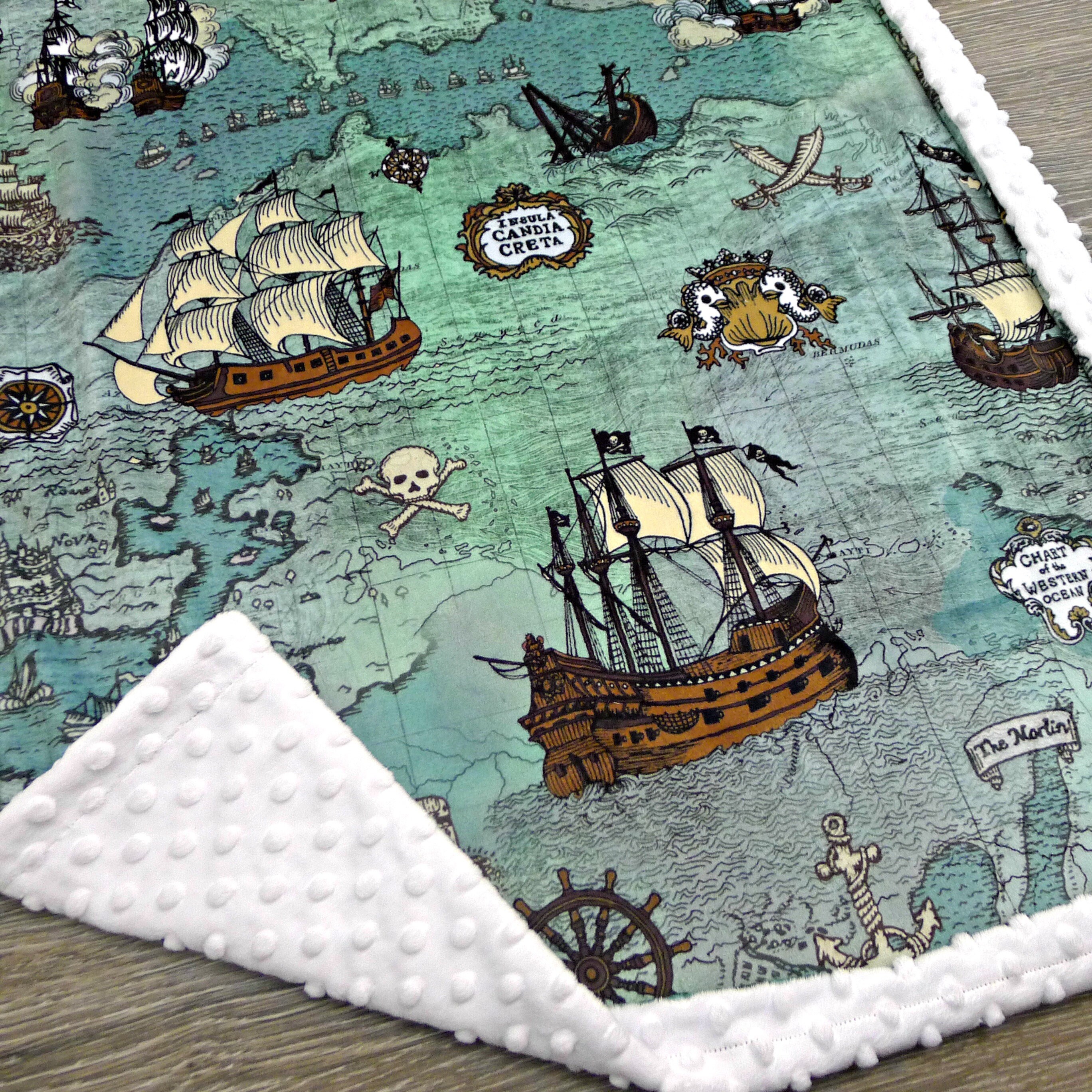 Nautical Baby Blanket Pirate Baby Blanket Pirate Map - Etsy