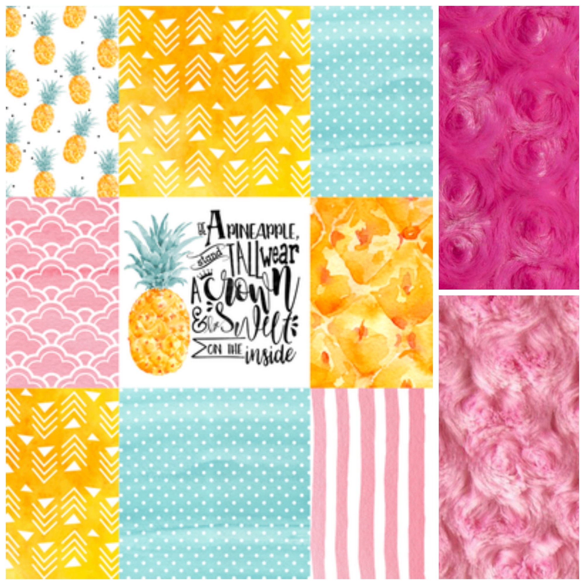 Desinger Minky Pineapple Baby Blanket Pineapple Blanket Etsy