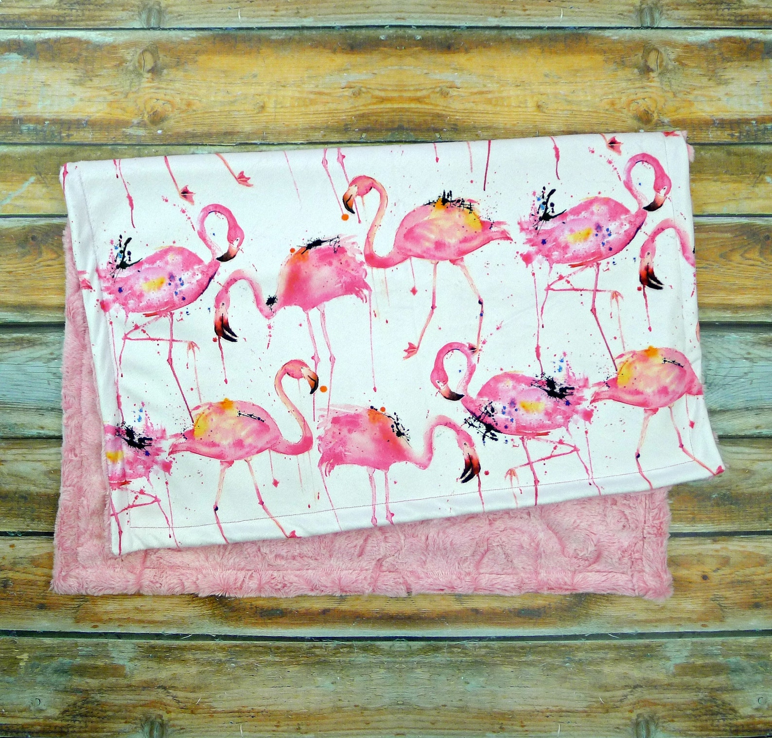 Flamingo Baby Blanket Pink Flamingo Minky Blanket Flamingo Etsy