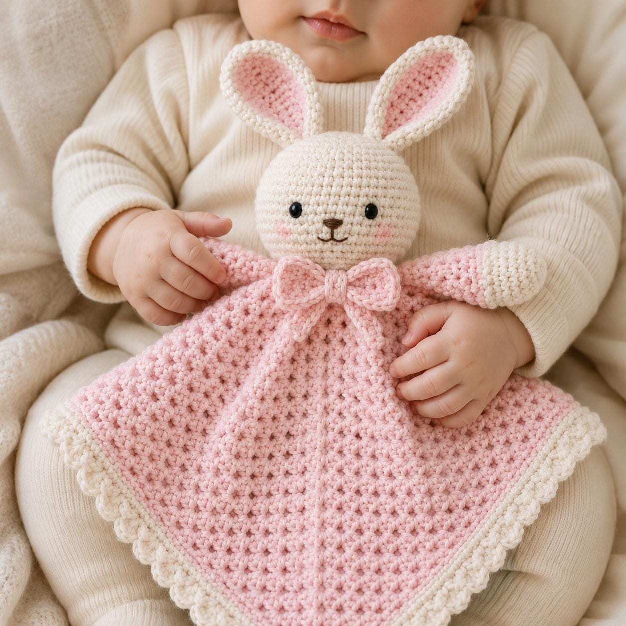 40 Bunny Lovey Crochet Patterns for Sweet Baby Gifts and Nursery Keepsakes 12 Pink Bunny Lovey Crochet